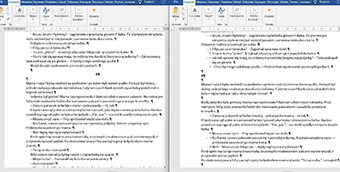 po lewej tekst po redakcji i adiustacji
